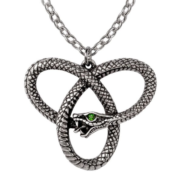 Alchemy Gothic Eve's Triquetra Snake Pendant Green Crystal Necklace NWT - Picture 1 of 3